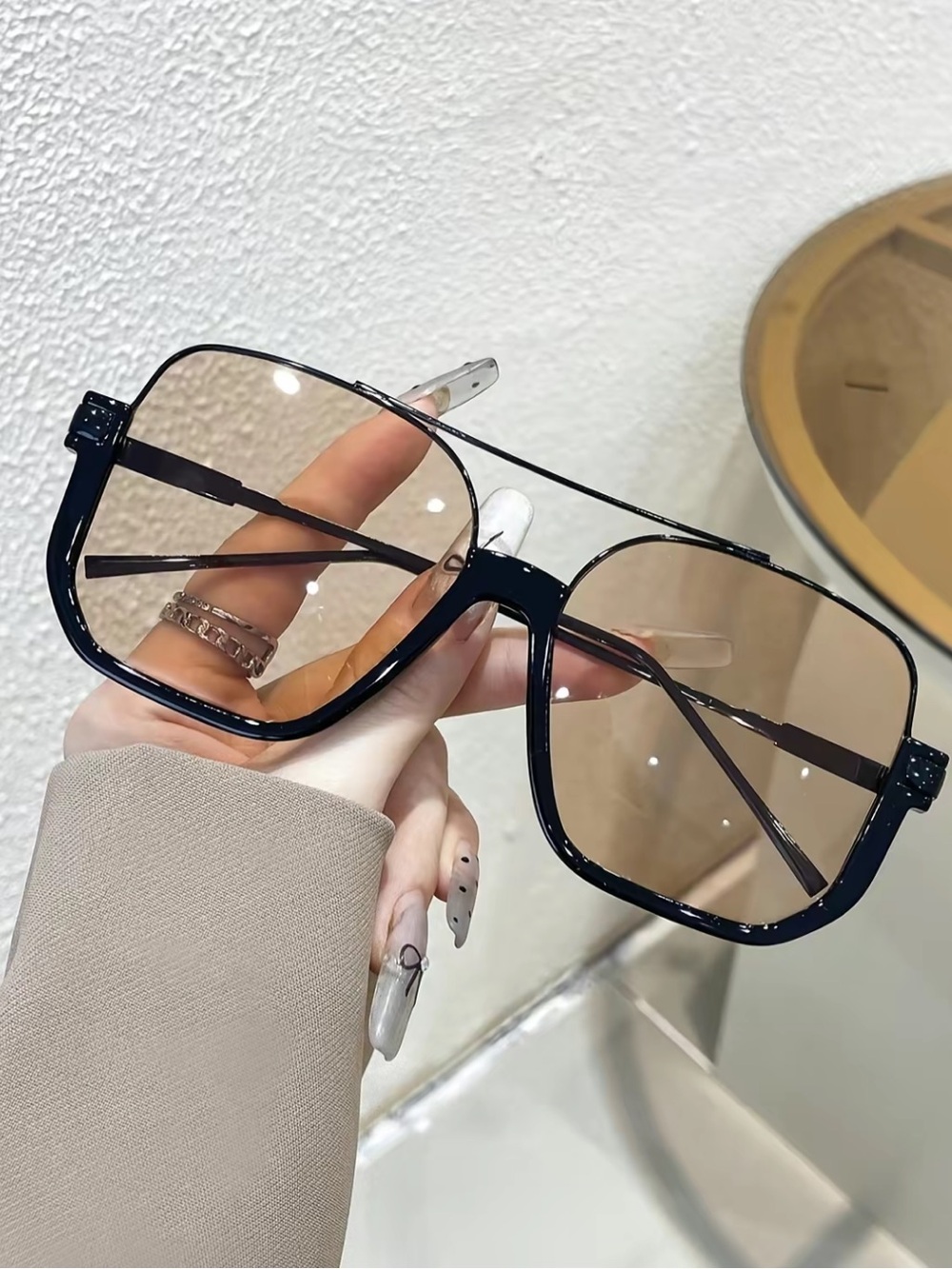 Oversized Square Sunglasses. NWOT. Black or Orange. (No case) - Picture 2 of 6